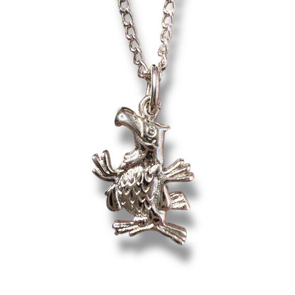 Sterling Jewelry - Vintage Sterling Silver Charm Pendant Eagle Bird Mascot necklace 18 inch